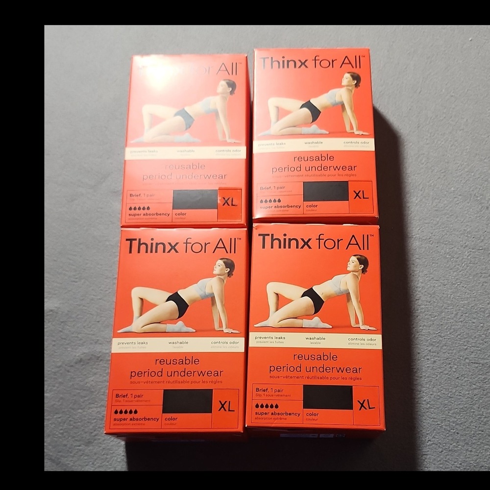 Thinx for All Menstrual Underwear Brief XL Super Absorbency Washable 4 packs